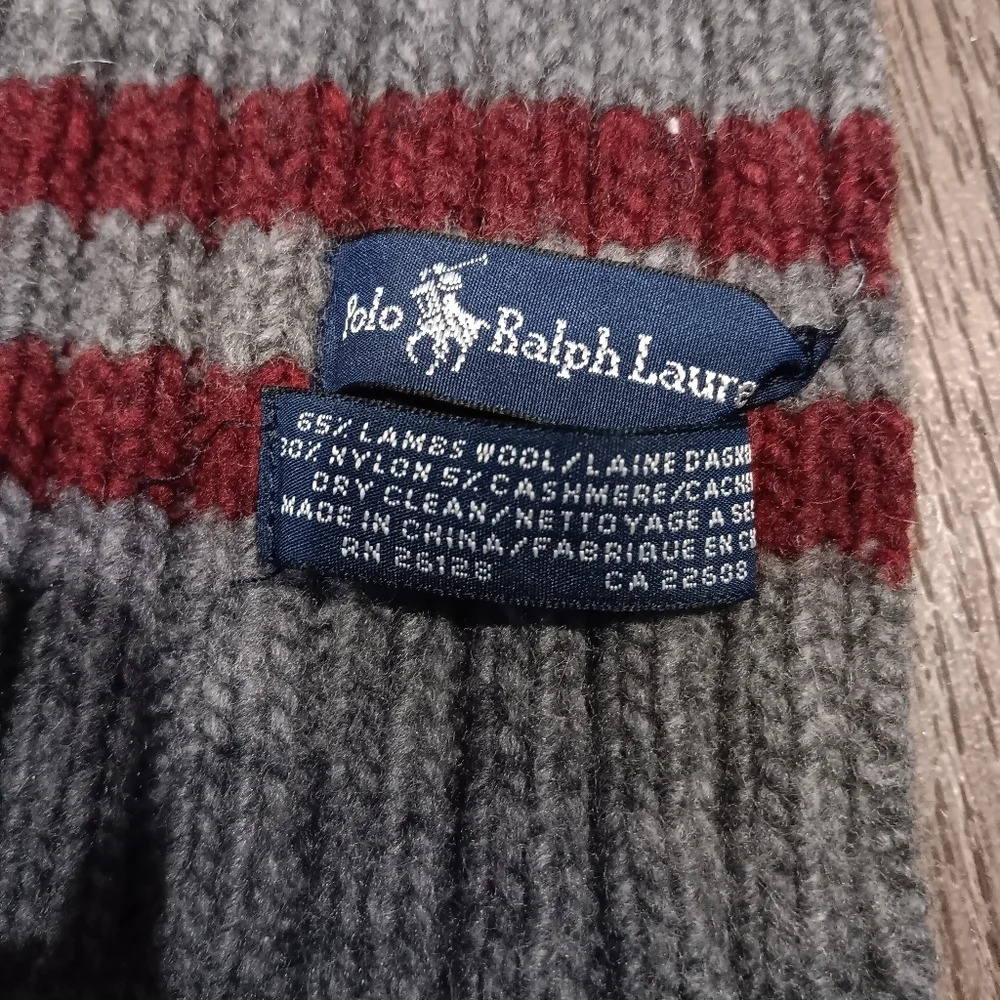 Vintage Polo by Ralph Lauren Gray and Red Men's Scarf